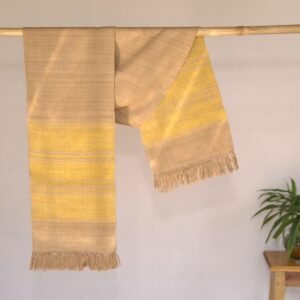Eri Stole Light Brown with Yellow stripe