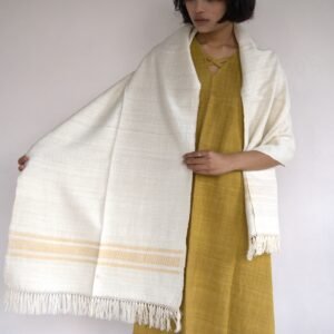 Eri Stole off White with golden border design