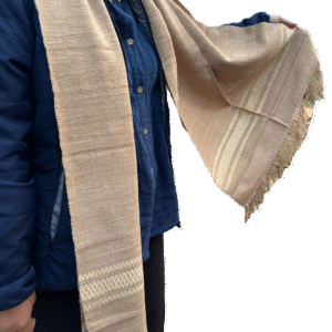 Eri Stole Light  brown with golden border design
