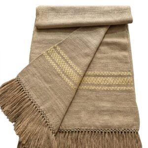 Eri Stole Light  brown with golden border design