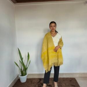 Eri silk stole light green with yellow stripe