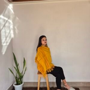 Eri silk stole orange with red line stripes