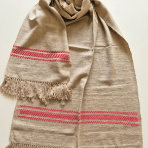 Eri silk stole light brown with red border design