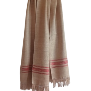 Eri silk stole light brown with red border design