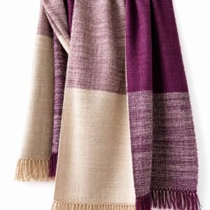 Eri silk stole -Lightbrown with maroon