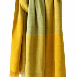 Eri silk stole -Light green and yellow