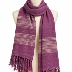 ERI SILK MUFFLER-MAROON STRIPES