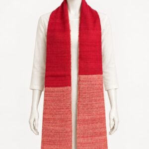 ERI SILK MUFFLER -RED WITH BROWN