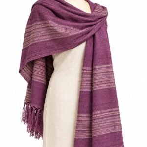 ERI SILK STOLE MAROON STRIPES