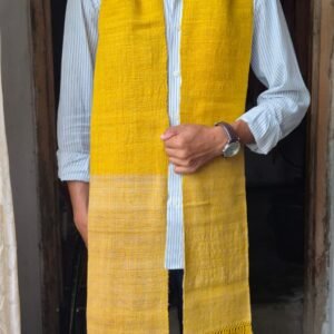 Eri silk Muffler -brown  and yellow