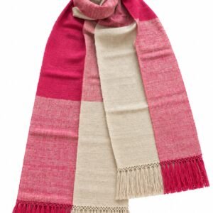 ERI SILK MUFFLER -RED WITH BROWN